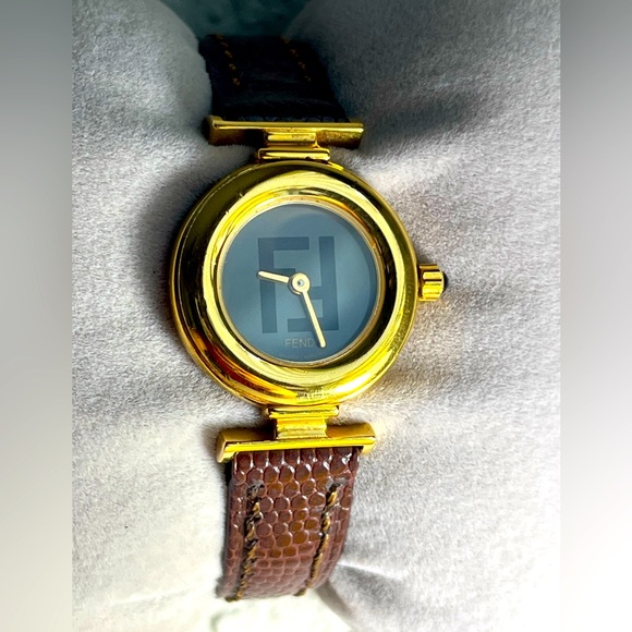 Fendi Gold Case with Brown Strap Women's Watch - Picture 1 of 14